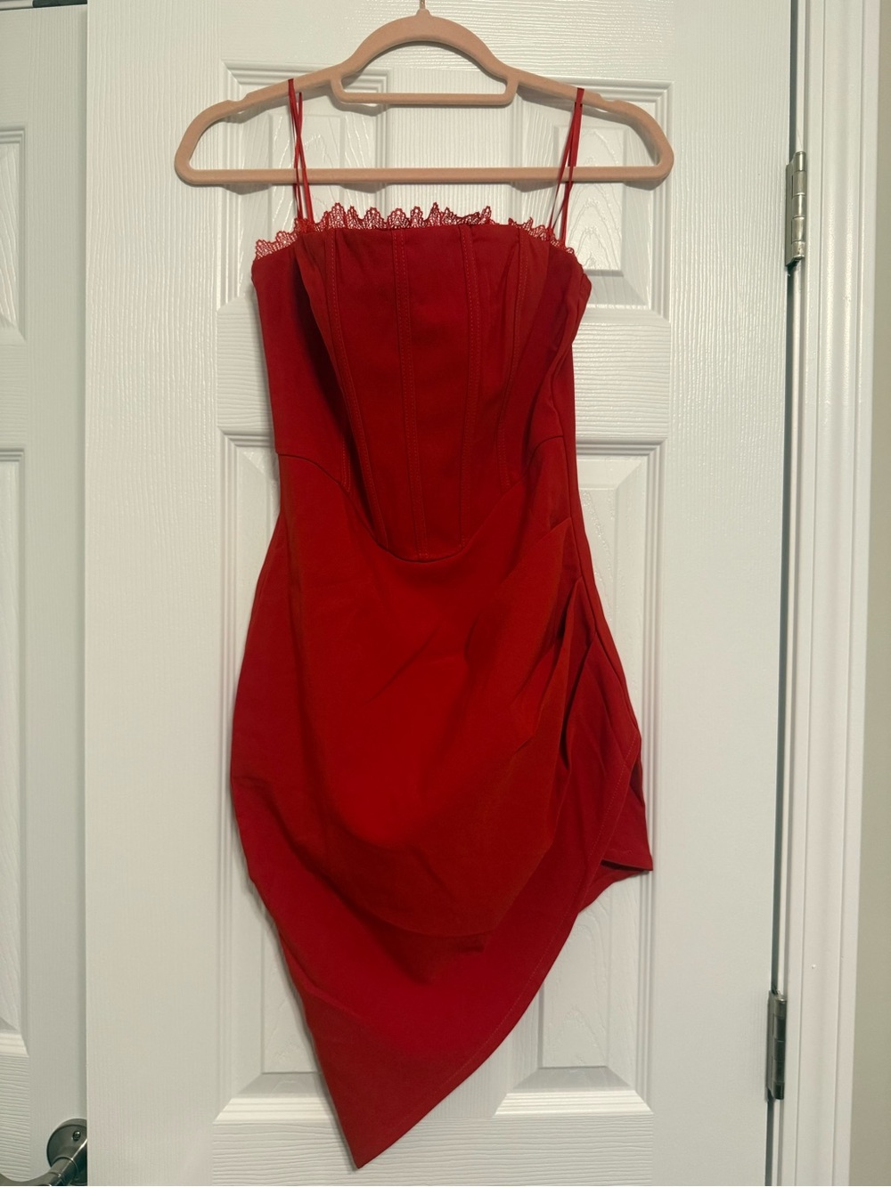 privy Red Lace-Trim Slip Dress